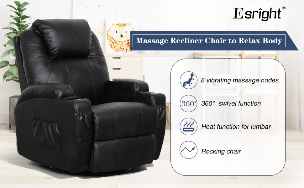 Esright Massage Recliner Chair With PU Leather